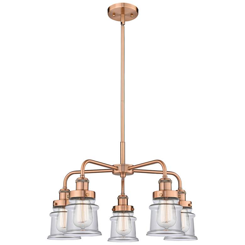Image 1 Canton 23.25"W 5 Light Antique Copper Stem Hung Chandelier w/ Clear Sh