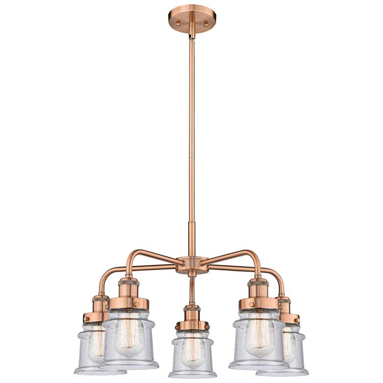 Image 1 Canton 23.25"W 5 Light Antique Copper Stem Hung Chandelier w/ Seedy Sh