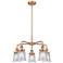 Canton 23.25"W 5 Light Antique Copper Stem Hung Chandelier w/ Seedy Sh