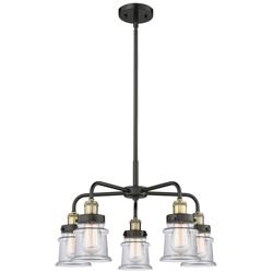 Canton 23.25&quot;W 5 Light Black Brass Stem Hung Chandelier w/ Clear Shade