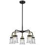 Canton 23.25"W 5 Light Black Brass Stem Hung Chandelier w/ Seedy Shade