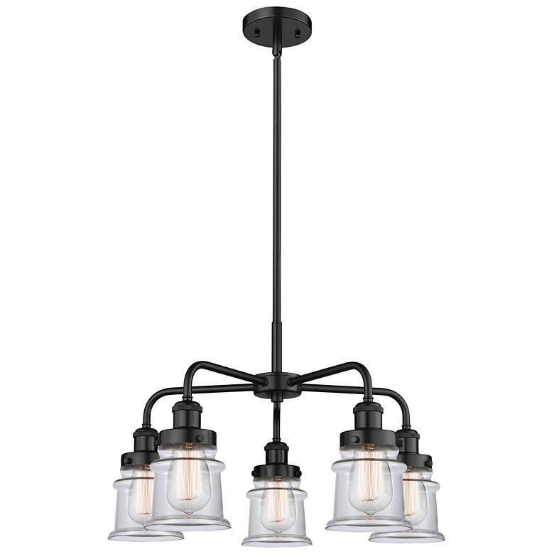 Image 1 Canton 23.25"W 5 Light Matte Black Stem Hung Chandelier w/ Clear Shade