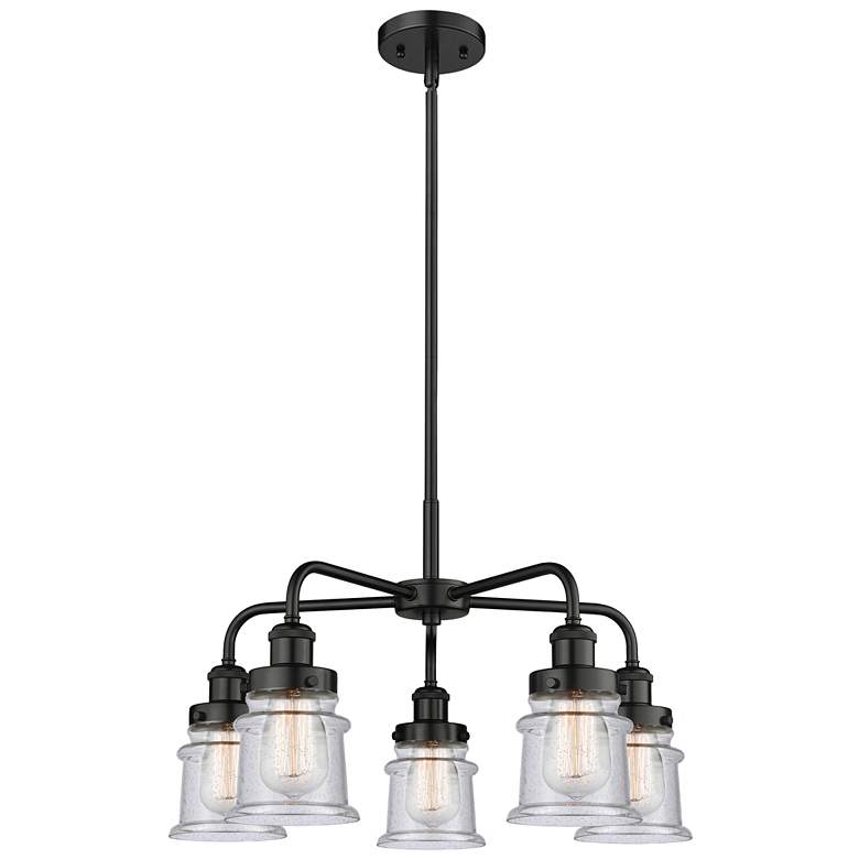 Image 1 Canton 23.25"W 5 Light Matte Black Stem Hung Chandelier w/ Seedy Shade