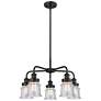 Canton 23.25"W 5 Light Matte Black Stem Hung Chandelier w/ Seedy Shade