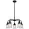 Canton 23.25"W 5 Light Matte Black Stem Hung Chandelier w/ Seedy Shade