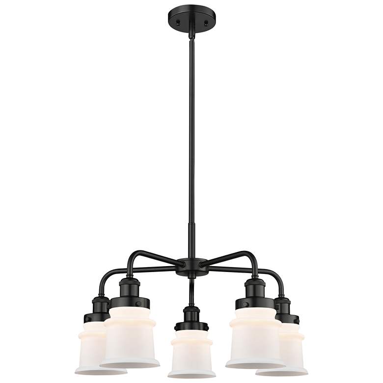 Image 1 Canton 23.25"W 5 Light Matte Black Stem Hung Chandelier w/ White Shade