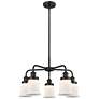 Canton 23.25"W 5 Light Matte Black Stem Hung Chandelier w/ White Shade