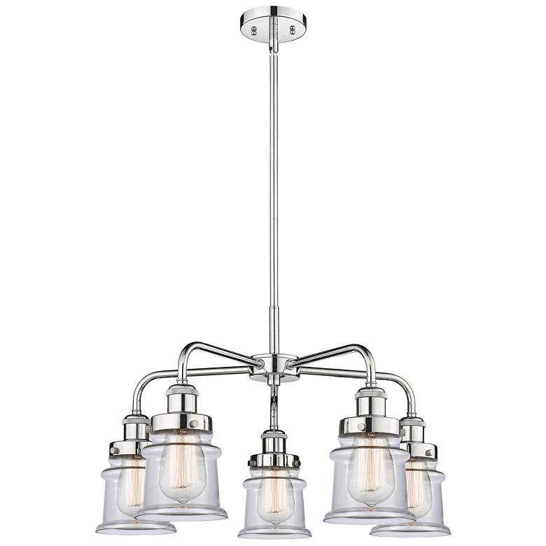 Image 1 Canton 23.25 inchW 5 Light Polished Chrome Stem Hung Chandelier w/ Clear S