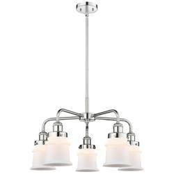 Canton 23.25&quot;W 5 Light Polished Chrome Stem Hung Chandelier w/ White S