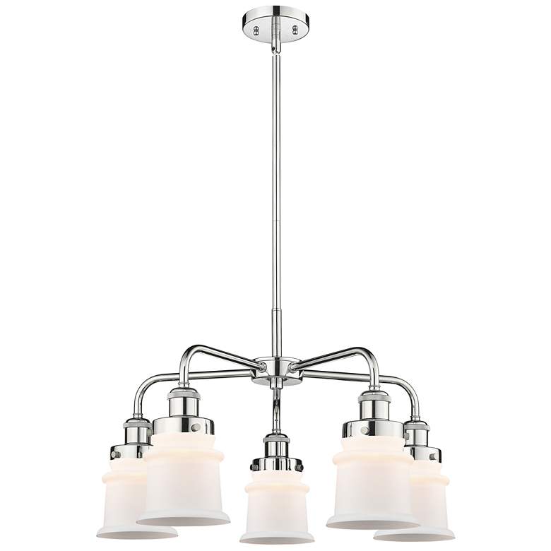 Image 1 Canton 23.25 inchW 5 Light Polished Chrome Stem Hung Chandelier w/ White S