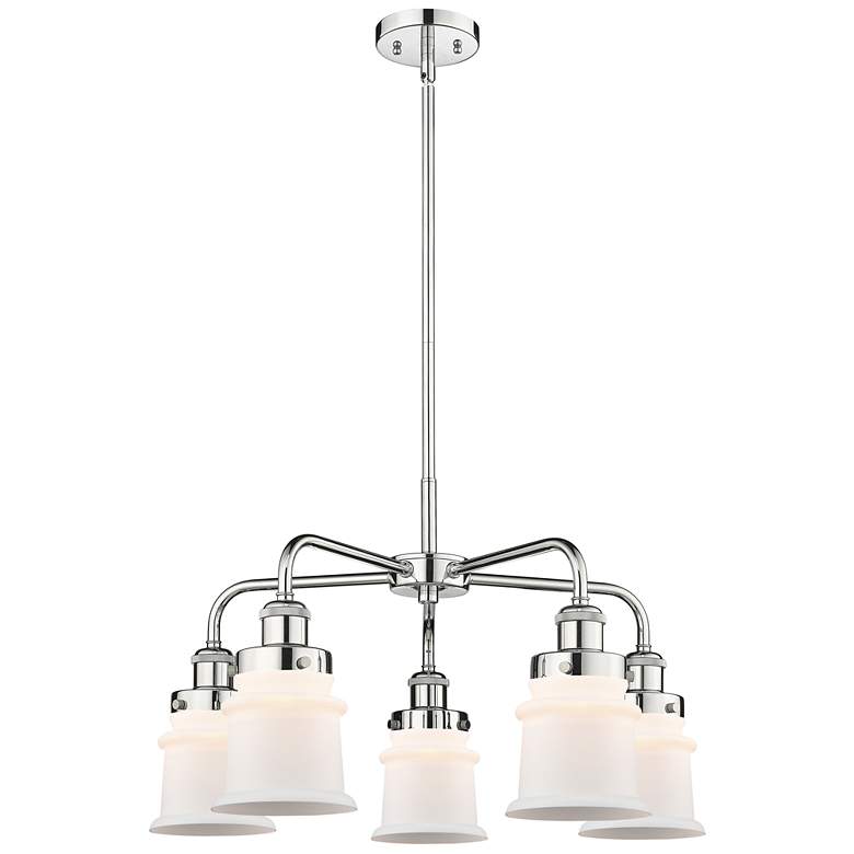 Image 1 Canton 23.25"W 5 Light Polished Chrome Stem Hung Chandelier w/ White S