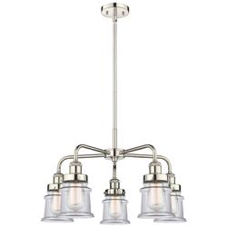 Canton 23.25&quot;W 5 Light Polished Nickel Stem Hung Chandelier w/ Clear S