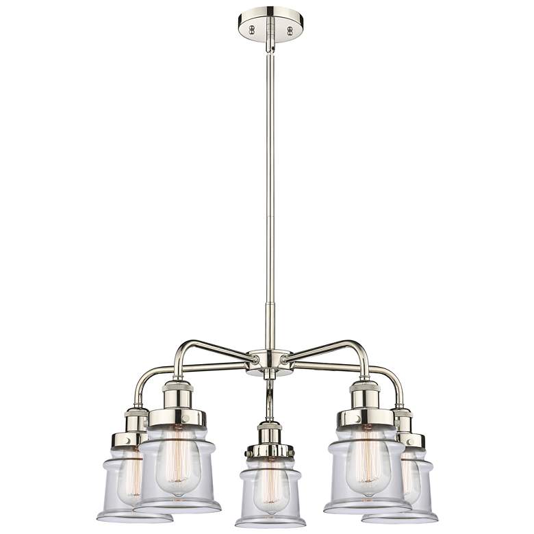 Image 1 Canton 23.25"W 5 Light Polished Nickel Stem Hung Chandelier w/ Clear S