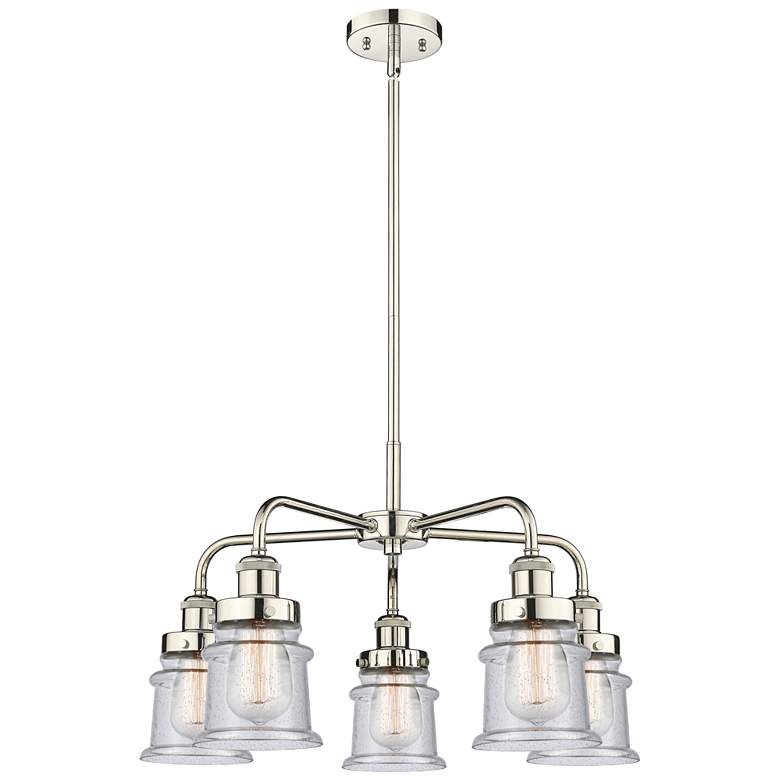 Image 1 Canton 23.25"W 5 Light Polished Nickel Stem Hung Chandelier w/ Seedy S