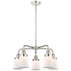 Canton 23.25&quot;W 5 Light Polished Nickel Stem Hung Chandelier w/ White S