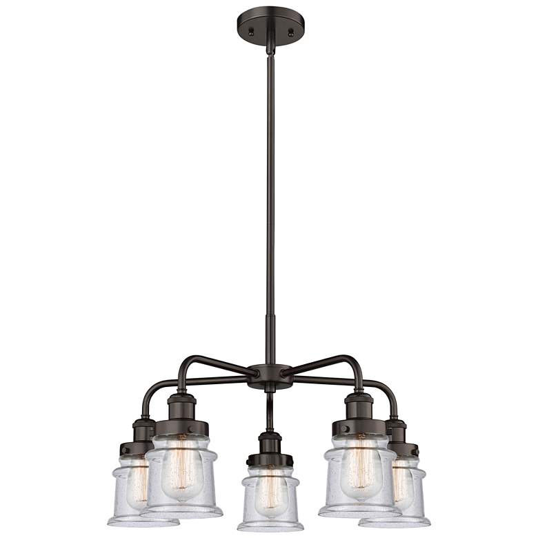 Image 1 Canton 23.25"W 5 Light Rubbed Bronze Stem Hung Chandelier w/ Seedy Sha