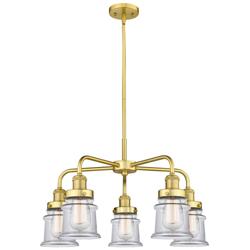 Canton 23.25&quot;W 5 Light Satin Gold Stem Hung Chandelier w/ Clear Glass