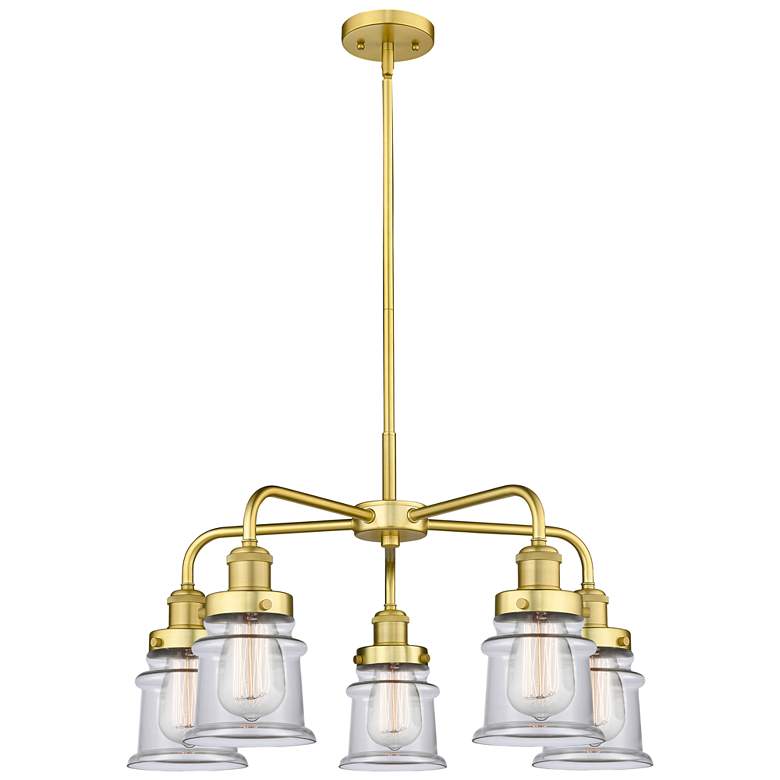 Image 1 Canton 23.25"W 5 Light Satin Gold Stem Hung Chandelier w/ Clear Glass
