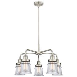 Canton 23.25&quot;W 5 Light Satin Nickel Stem Hung Chandelier w/ Clear Shad