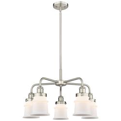 Canton 23.25&quot;W 5 Light Satin Nickel Stem Hung Chandelier w/ White Shad