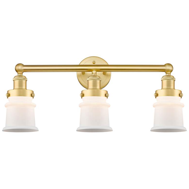 Image 1 Canton 23 1/4"W Satin Gold 3-Light Bath Light w/ White Shade