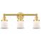 Canton 23 1/4"W Satin Gold 3-Light Bath Light w/ White Shade