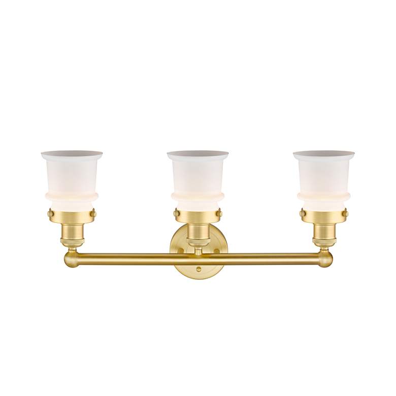 Image 2 Canton 23 1/4"W Satin Gold 3-Light Bath Light w/ White Shade more views
