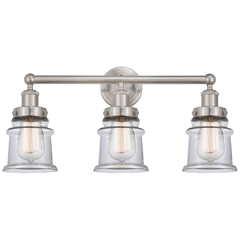 Image 1 Canton 23" 3-Light Brushed Satin Nickel Bath Light w/ Clear Shade