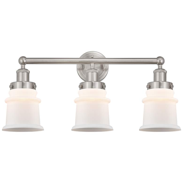 Image 1 Canton 23" 3-Light Brushed Satin Nickel Bath Light w/ Matte White Shad