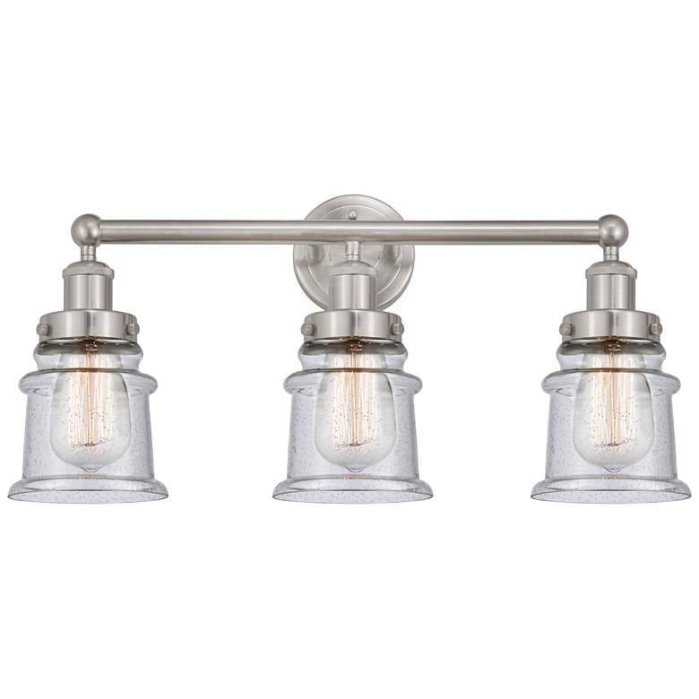 Image 1 Canton 23" 3-Light Brushed Satin Nickel Bath Light w/ Seedy Shade