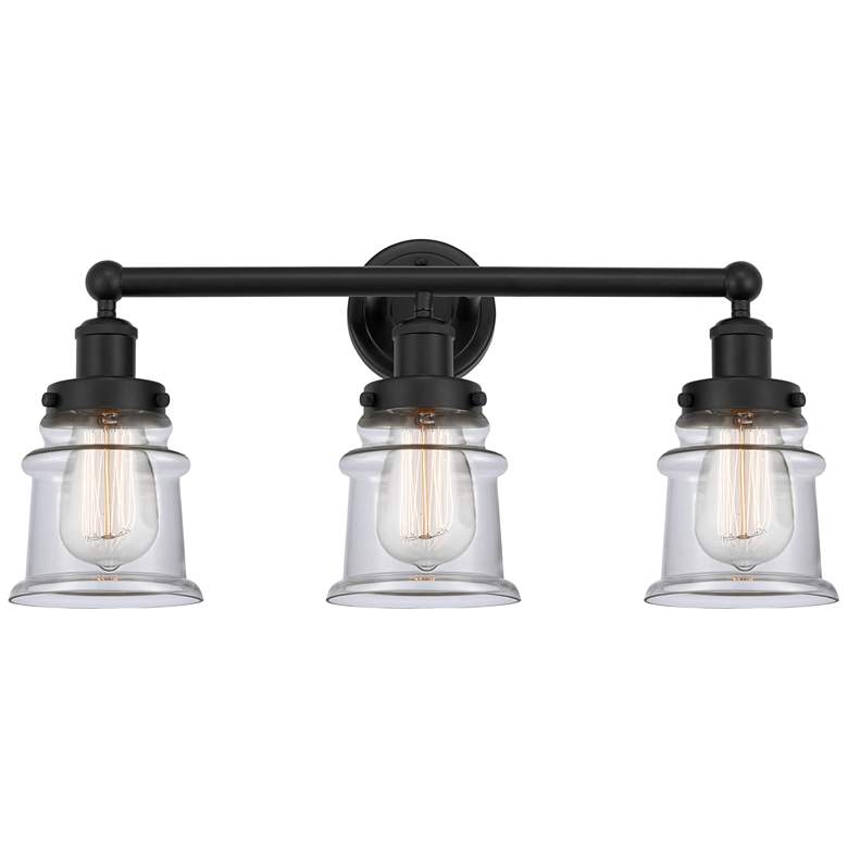 Image 1 Canton 23" 3-Light Matte Black Bath Light w/ Clear Shade