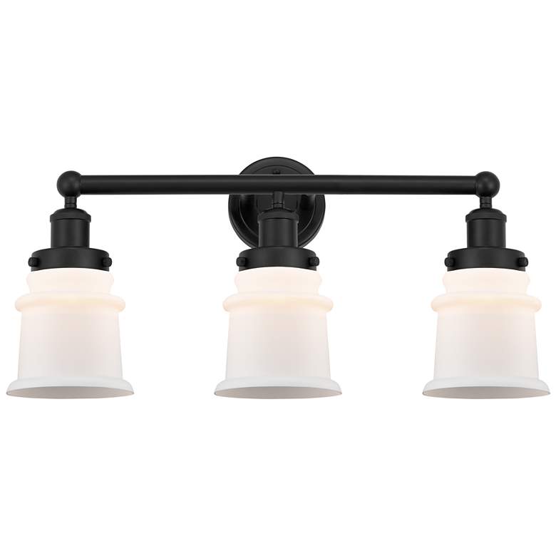 Image 1 Canton 23" 3-Light Matte Black Bath Light w/ Matte White Shade