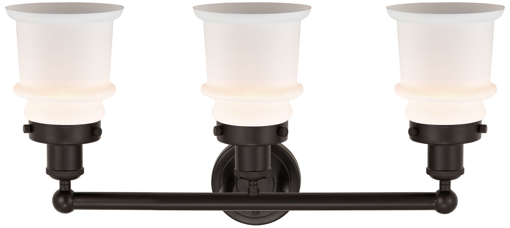 Image 2 Canton 23" 3-Light Oil Rubbed Bronze Bath Light w/ Matte White Shade more views