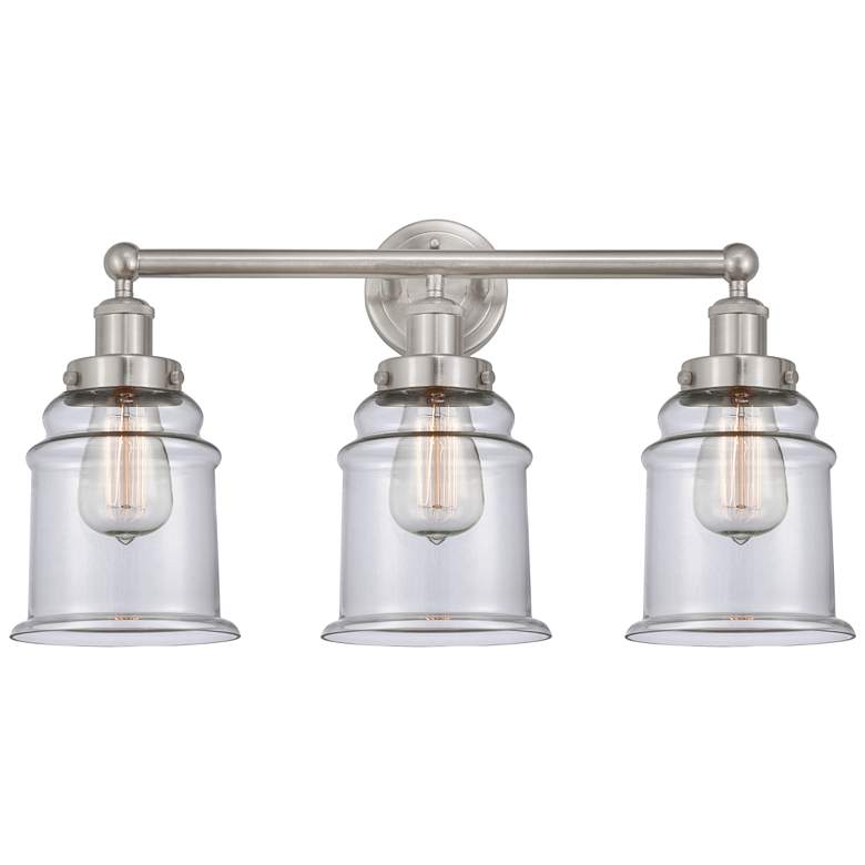 Image 1 Canton 24" 3-Light Brushed Satin Nickel Bath Light w/ Clear Shade