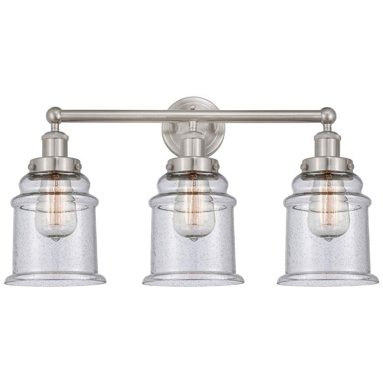 Image 1 Canton 24" 3-Light Brushed Satin Nickel Bath Light w/ Seedy Shade