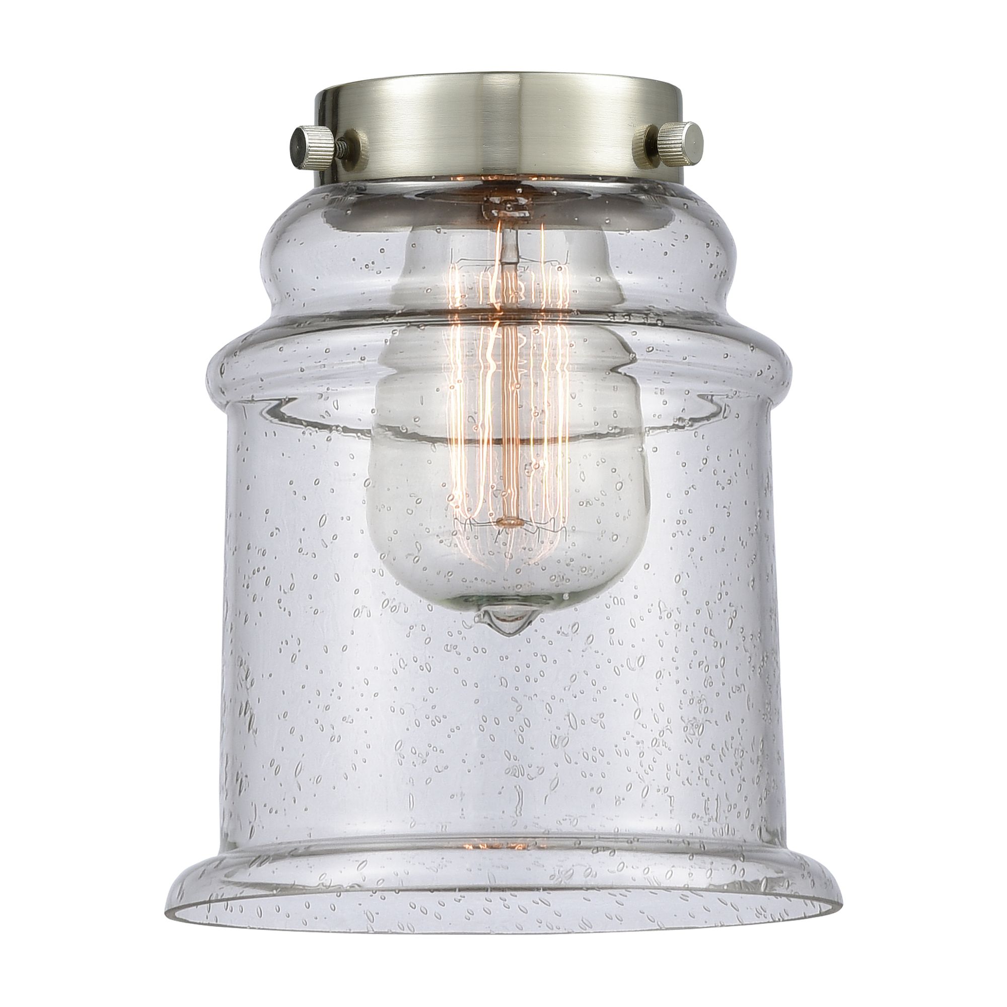 Image 4 Canton 24" 3-Light Brushed Satin Nickel Bath Light w/ Seedy Shade more views