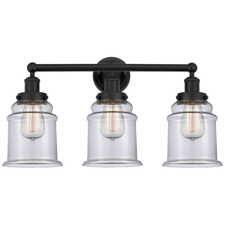 Image 1 Canton 24" 3-Light Matte Black Bath Light w/ Clear Shade