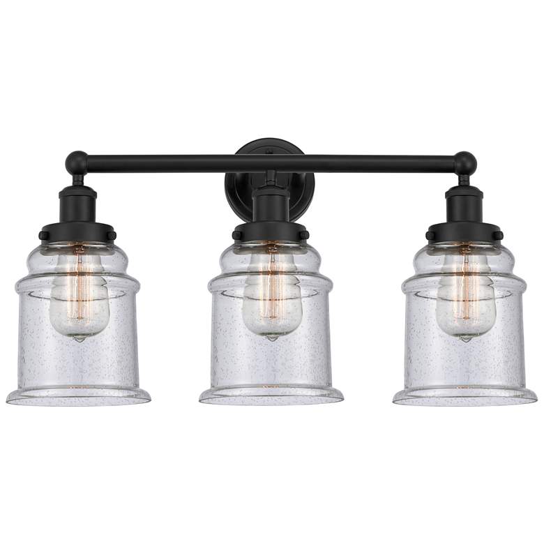 Image 1 Canton 24" 3-Light Matte Black Bath Light w/ Seedy Shade