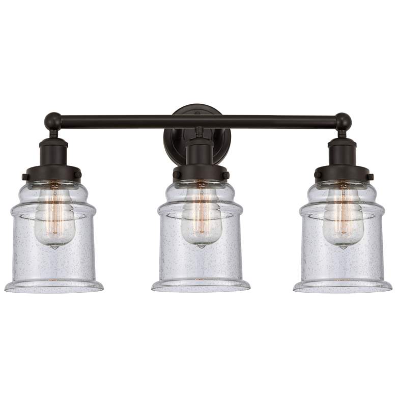 Image 1 Canton 24" 3-Light Oil Rubbed Bronze Bath Light w/ Seedy Shade