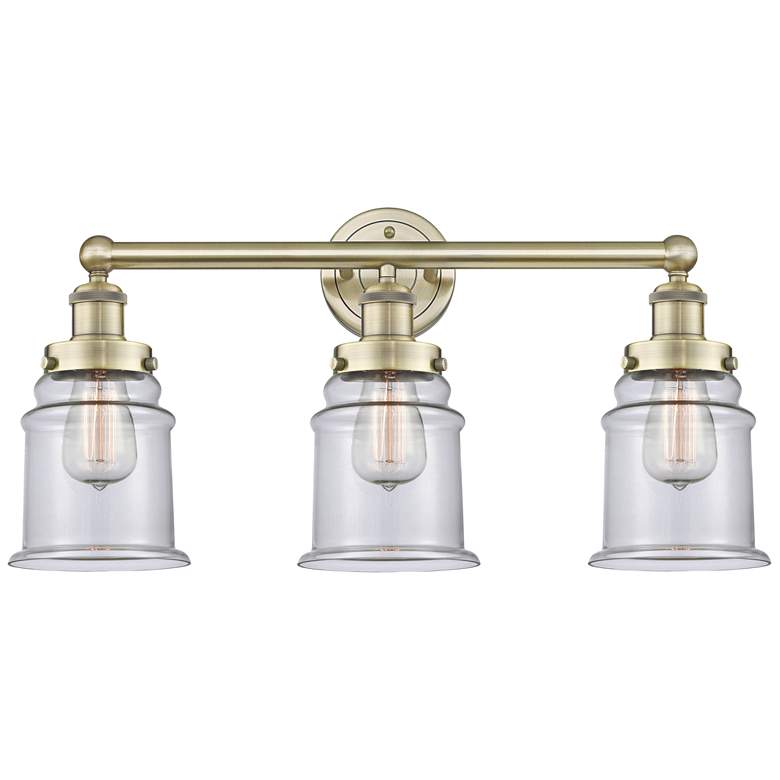 Image 1 Canton 24" Wide 3 Light Antique Brass Bath Vanity Light With Clear Sha
