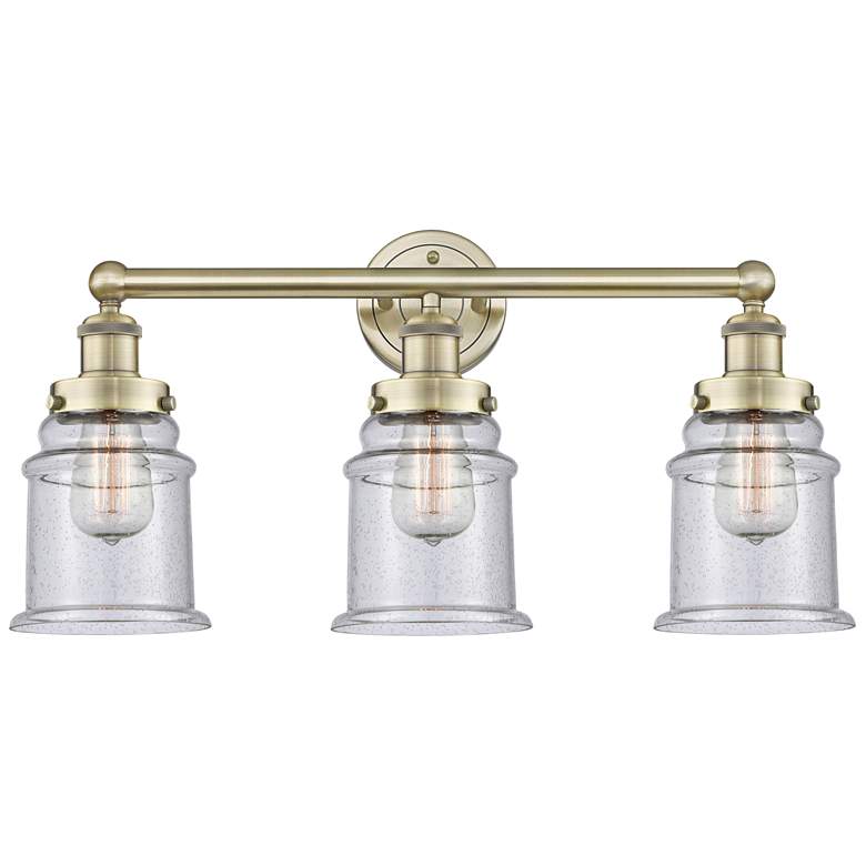 Image 1 Canton 24" Wide 3 Light Antique Brass Bath Vanity Light With Seedy Sha