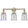 Canton 24" Wide 3 Light Antique Brass Bath Vanity Light With Seedy Sha
