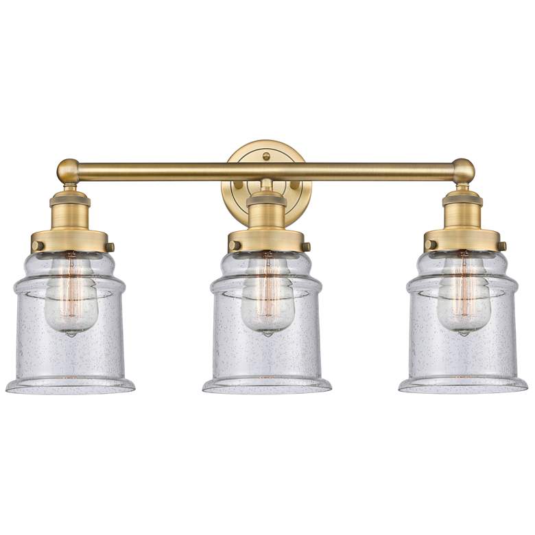 Image 1 Canton 24" Wide 3 Light Brushed Brass Bath Vanity Light With Seedy Sha