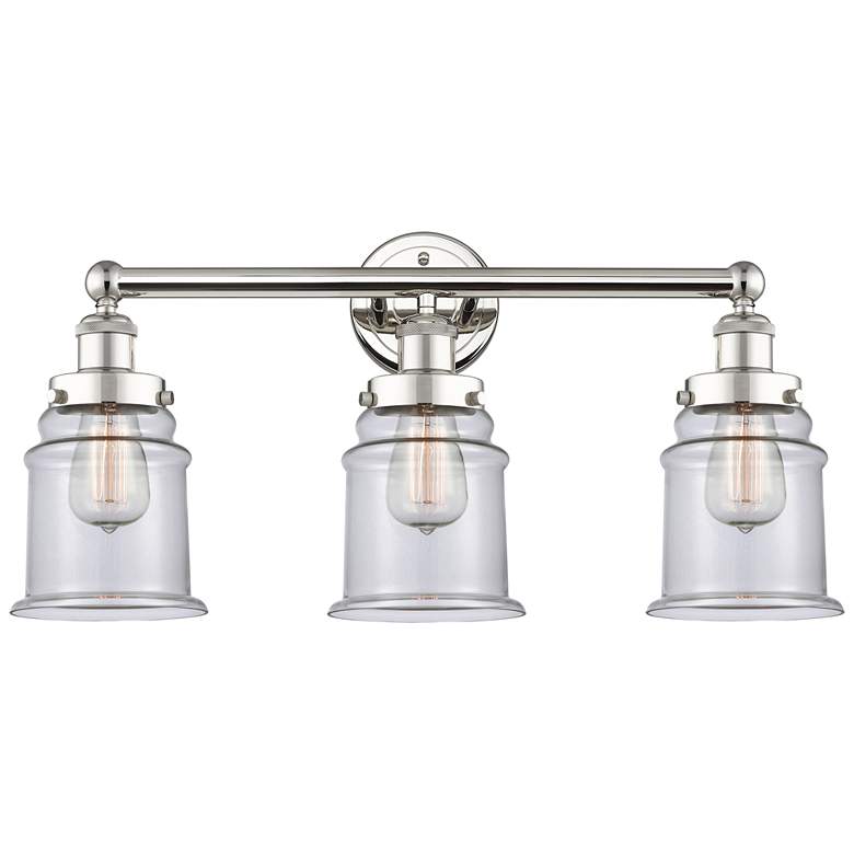 Image 1 Canton 24 inch Wide 3 Light Polished Nickel Bath Vanity Light With Clear S