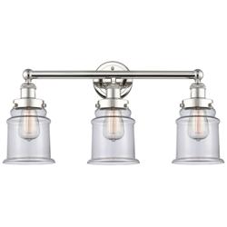 Canton 24&quot; Wide 3 Light Polished Nickel Bath Vanity Light With Clear S