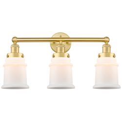 Canton 24&quot; Wide 3 Light Satin Gold Bath Vanity Light With Matte White