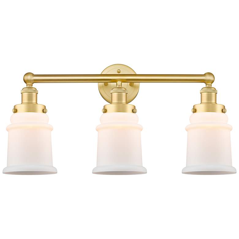 Image 1 Canton 24" Wide 3 Light Satin Gold Bath Vanity Light With Matte White