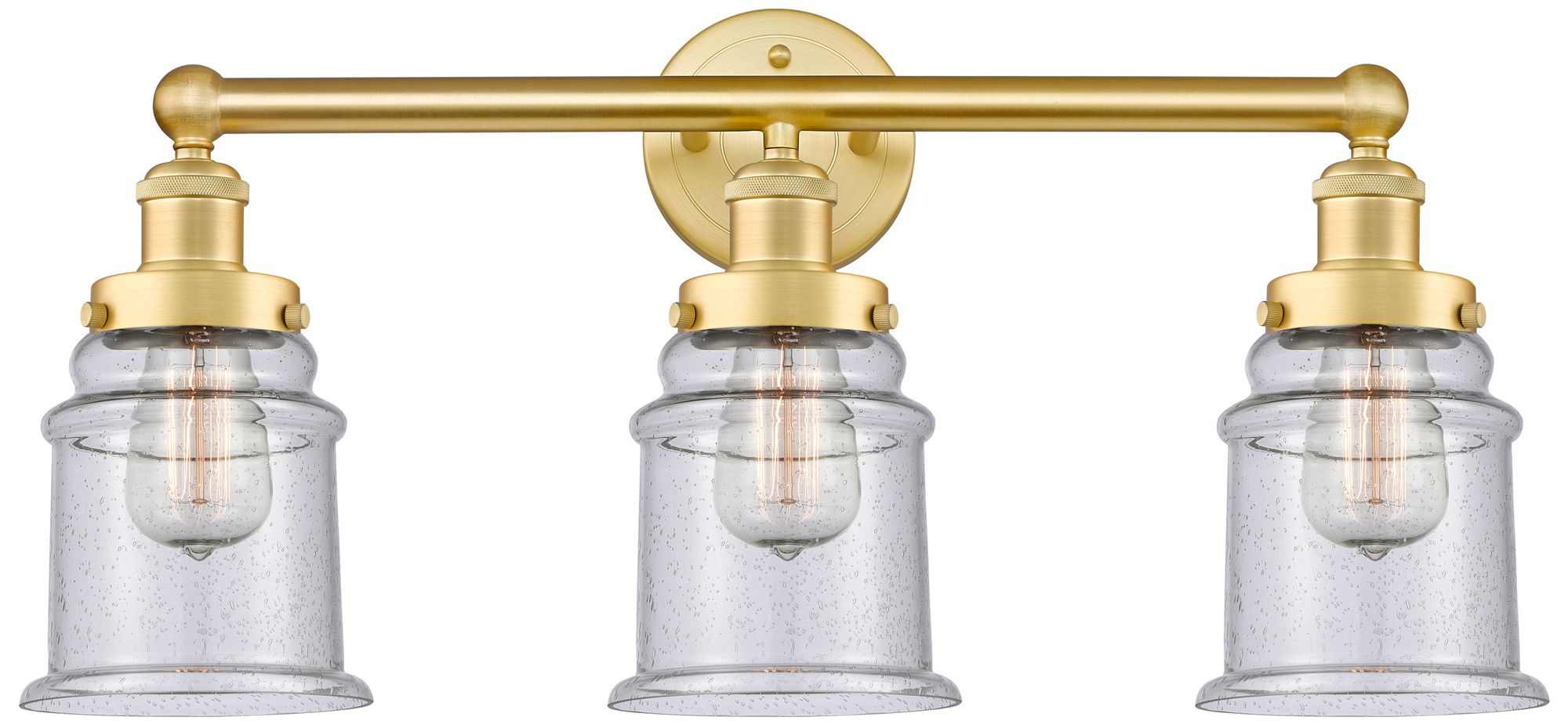 Canton 24" Wide 3 Light Satin Gold Bath Vanity Light With Seedy Shade