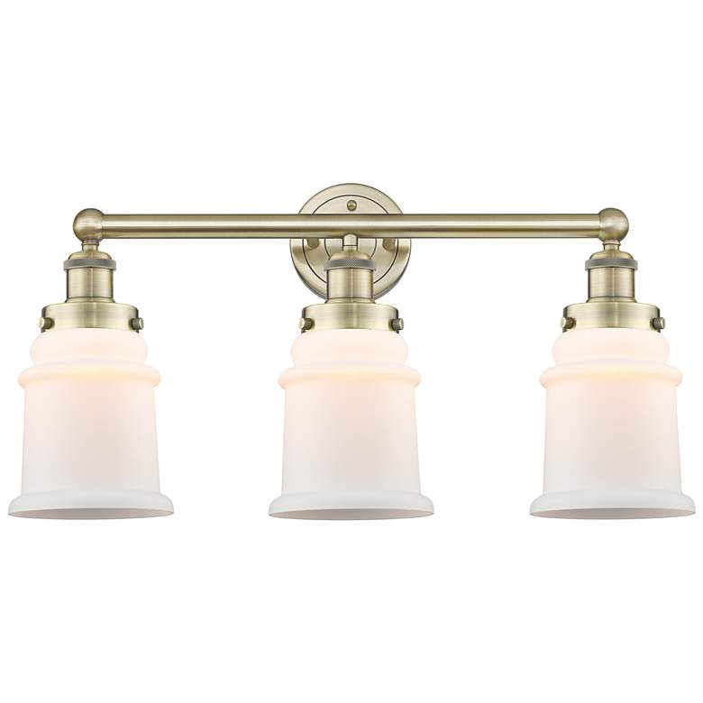 Image 1 Canton 24"W 3 Light Antique Brass Bath Vanity Light With Matte White S