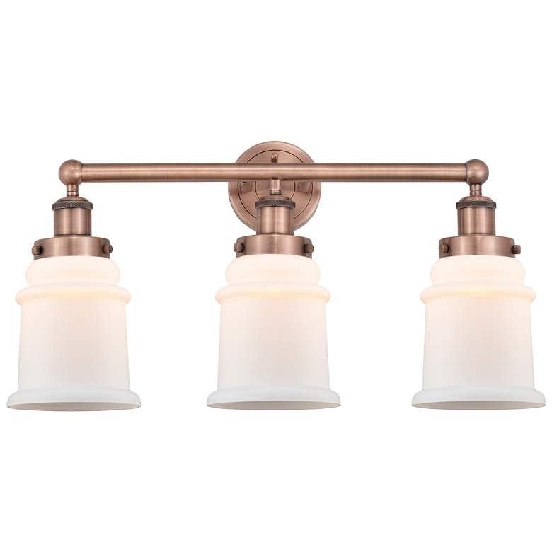 Image 1 Canton 24"W 3 Light Antique Copper Bath Vanity Light With Matte White